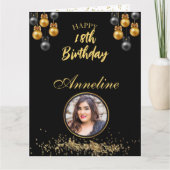 Elegante, schwarz-goldene Foto-geklappte Grußkarte Karte (Vorderseite)