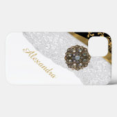 Elegante schwarz-goldgelbe weiße Spitze Case-Mate iPhone Hülle (Rückseite (Horizontal))