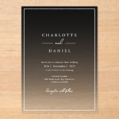 Elegante Schwarz Gradient Akryllische Hochzeit Acryleinladungen (Vorderseite)