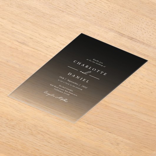 Elegante Schwarz Gradient Akryllische Hochzeit Acryleinladungen (Ablage )