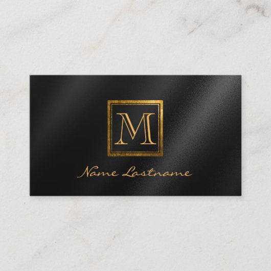 Elegante Schwarz Gradient Square Gold Monogram Not Visitenkarte (Vorderseite)