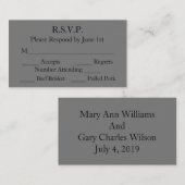 Elegante Schwarz-Grau-Formal-Hochzeitskarten Begleitkarte (Vorne/Hinten)