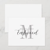 Elegante Schwarz-Grau-Monogramm-Flachnotizkarte Mitteilungskarte (Vorne/Hinten)