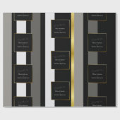 Elegante Schwarz-Grau-Streifen Typografie Hochzeit Geschenkpapier (Flach)
