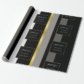 Elegante Schwarz-Grau-Streifen Typografie Hochzeit Geschenkpapier (Ungerollt)