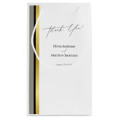 Elegante Schwarz-Grau-Streifen Typografie Hochzeit Kleine Geschenktüte (Rückseite)