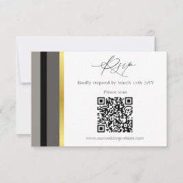 Elegante Schwarz-Grau-Streifen Typografie Hochzeit RSVP Karte