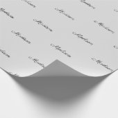 Elegante, schwarz graue Skriptnamen Text Geburtsta Geschenkpapier (Ecke)