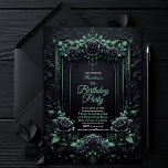 Elegante Schwarz-Grün-Party Einladung<br><div class="desc">12x18 Elegant Green Geburtstagsparty Einladung | Hexchy Dark Moody Template | Grüne Party Einladungen | Einladungen zum Geburtstag für Frauen | Magical Fairy Invite | Mit diesem luxuriösen, blumengrünen Geburtstagsgeschenk-Template zelebrieren Sie den Text stilvoll und individuell. Diese ausdruckbare Einladung ist für alle gedacht, die zeitlose Eleganz schätzen. Sie eignet sich...</div>