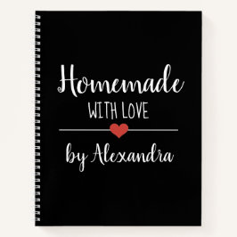 Elegante Schwarz-Heimat mit Liebe-Rezept-Notebook Notizblock