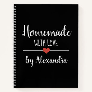 Elegante Schwarz-Heimat mit Liebe-Rezept-Notebook Notizblock