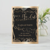 Elegante Schwarz-Kupfer-Folie Moderne Hochzeit Ankündigung (Stehend Vorderseite)