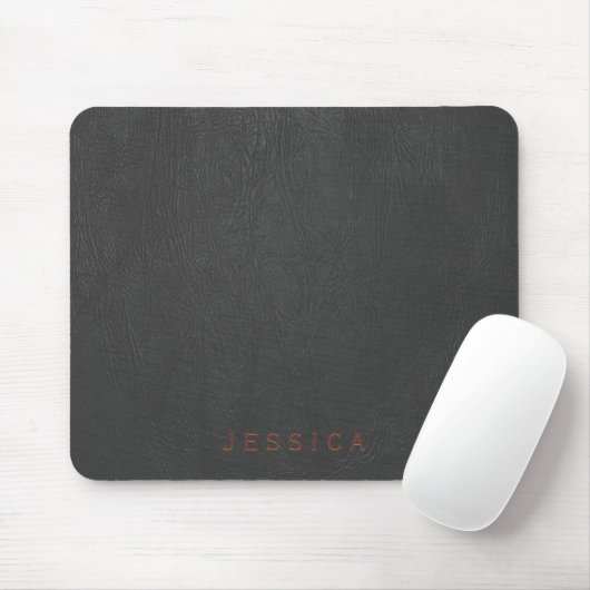 Elegante Schwarz Leder Textur Print Mousepad (Mit Mouse)