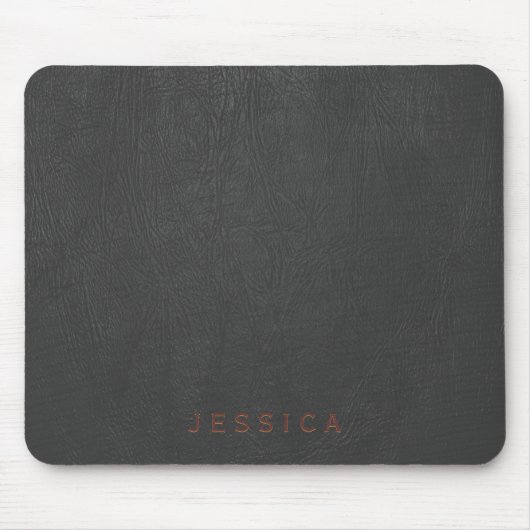 Elegante Schwarz Leder Textur Print Mousepad (Vorne)
