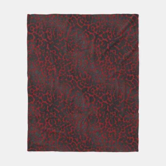 Elegante Schwarz-Leopard-Tierdrucke auf dunkelrot Fleecedecke (Vorderseite)