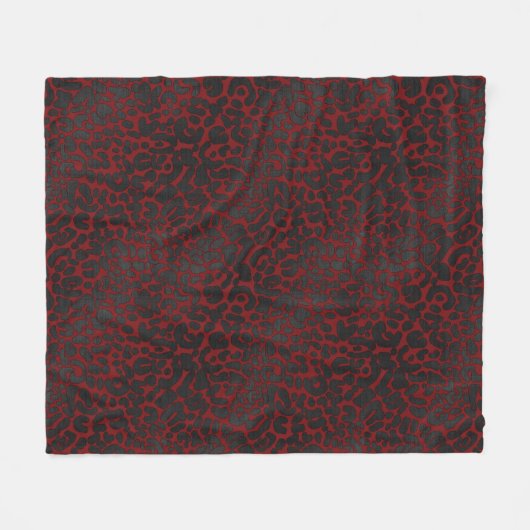 Elegante Schwarz-Leopard-Tierdrucke auf dunkelrot Fleecedecke (Vorderseite (Horizontal))