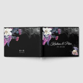 Elegante Schwarz Lila Gothic Bläserskulptur Hochze Gästebuch (Voll)