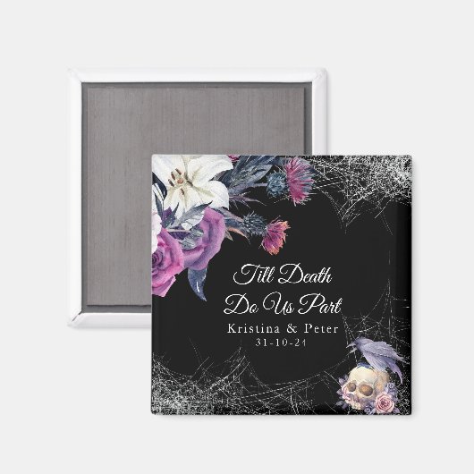 Elegante Schwarz Lila Gothic Bläserskulptur Hochze Magnet (Vorderseite/Rückseite)