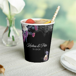 Elegante Schwarz Lila Gothic Bläserskulptur Hochze Pappbecher