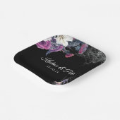 Elegante Schwarz Lila Gothic Bläserskulptur Hochze Pappteller (Gewinkelt)