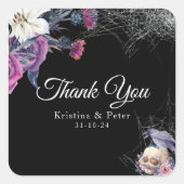 Elegante Schwarz Lila Gothic Bläserskulptur Hochze Quadratischer Aufkleber (Vorderseite)