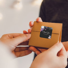 Elegante Schwarz Lila Gothic Bläserskulptur Hochze Quadratischer Aufkleber