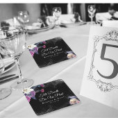 Elegante Schwarz Lila Gothic Bläserskulptur Hochze Rechteckiger Pappuntersetzer