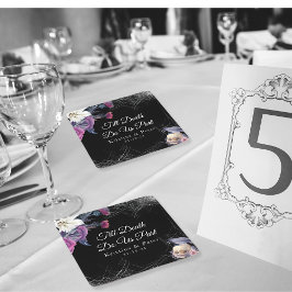 Elegante Schwarz Lila Gothic Bläserskulptur Hochze Rechteckiger Pappuntersetzer