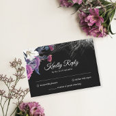 Elegante Schwarz Lila Gothic Bläserskulptur Hochze RSVP Karte
