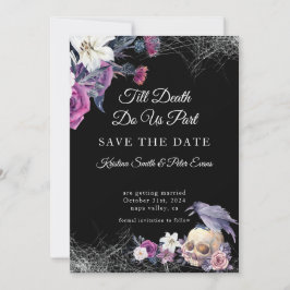 Elegante Schwarz Lila Gothic Bläserskulptur Hochze Save The Date