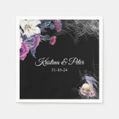 Elegante Schwarz Lila Gothic Bläserskulptur Hochze Serviette (Vorderseite)