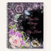 Elegante Schwarz Luxus Blütenblätter Ihren Text hi Notizblock (Vorderseite)