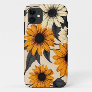 Elegante Schwarz-Mit Augen Susans auf Braun Case-Mate iPhone Hülle