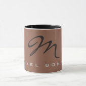 Elegante Schwarz Mit Monogramm Gray Brown Handwrit Tasse (Zentrum)