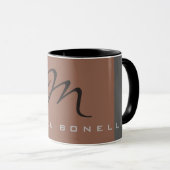 Elegante Schwarz Mit Monogramm Gray Brown Handwrit Tasse (VorderseiteRechts)