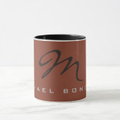Elegante Schwarz Mit Monogramm Gray Brown Handwrit Tasse (Zentrum)