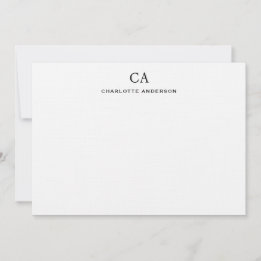 Elegante Schwarz-Moderne Monogram-Erstkarte Mitteilungskarte
