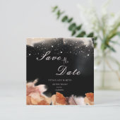 Elegante Schwarz-Orange-Farbe Save the Date Einladung (Stehend Vorderseite)