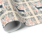 Elegante Schwarz & Orange Rentier Kunst, Dichtung  Geschenkpapier (Rolleneckpunkt)