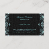 Elegante Schwarz-Pastellblau-Wirbel Visitenkarte (Rückseite)