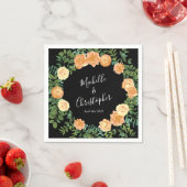Elegante Schwarz-Peach-Rose Hochzeit Serviette (Beispiel)