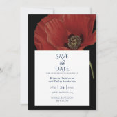 Elegante Schwarz-Poppy-Hochzeit speichern Sie das  Save The Date (Vorderseite)