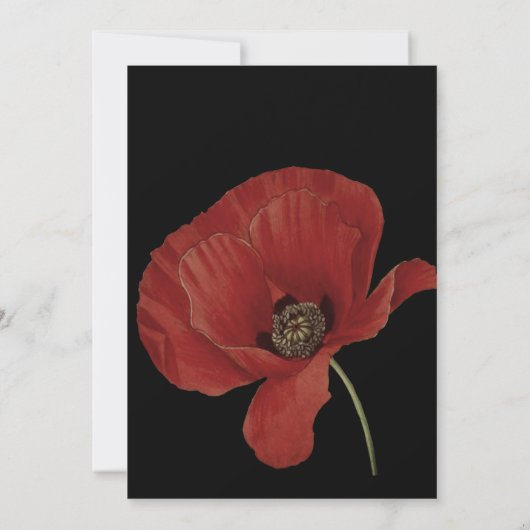 Elegante Schwarz-Poppy-Hochzeit speichern Sie das  Save The Date (Rückseite)