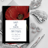 Elegante Schwarz-Poppy-Hochzeit speichern Sie das  Save The Date