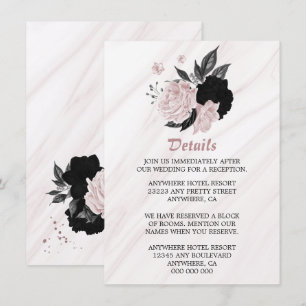 Elegante, schwarz-rosa Blume Begleitkarte