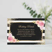 Elegante Schwarz Rosa Blumenzettel Details zur Hoc Begleitkarte (Stehend Vorderseite)