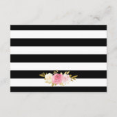 Elegante Schwarz Rosa Blumenzettel Details zur Hoc Begleitkarte (Rückseite)