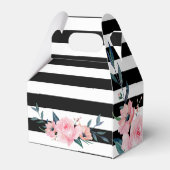 Elegante Schwarz-Rosa-Blütenblütenhochzeit Geschenkschachtel (Rückseite)