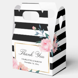 Elegante Schwarz-Rosa-Blütenblütenhochzeit Geschenkschachtel