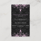 Elegante Schwarz-Rosa-Farbtöne Vintage BlumenDamas Visitenkarte (Rückseite)